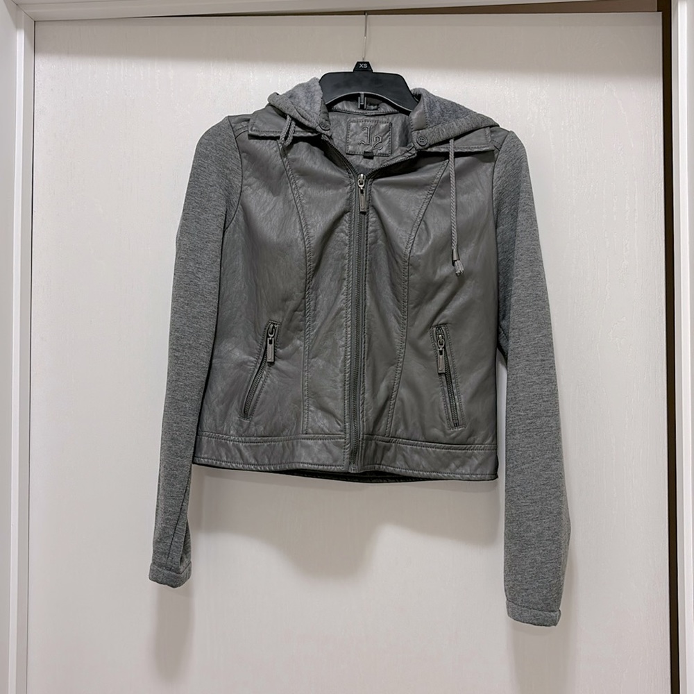 J2 faux leather and sweatshirt material jacket, size xsmall, grey